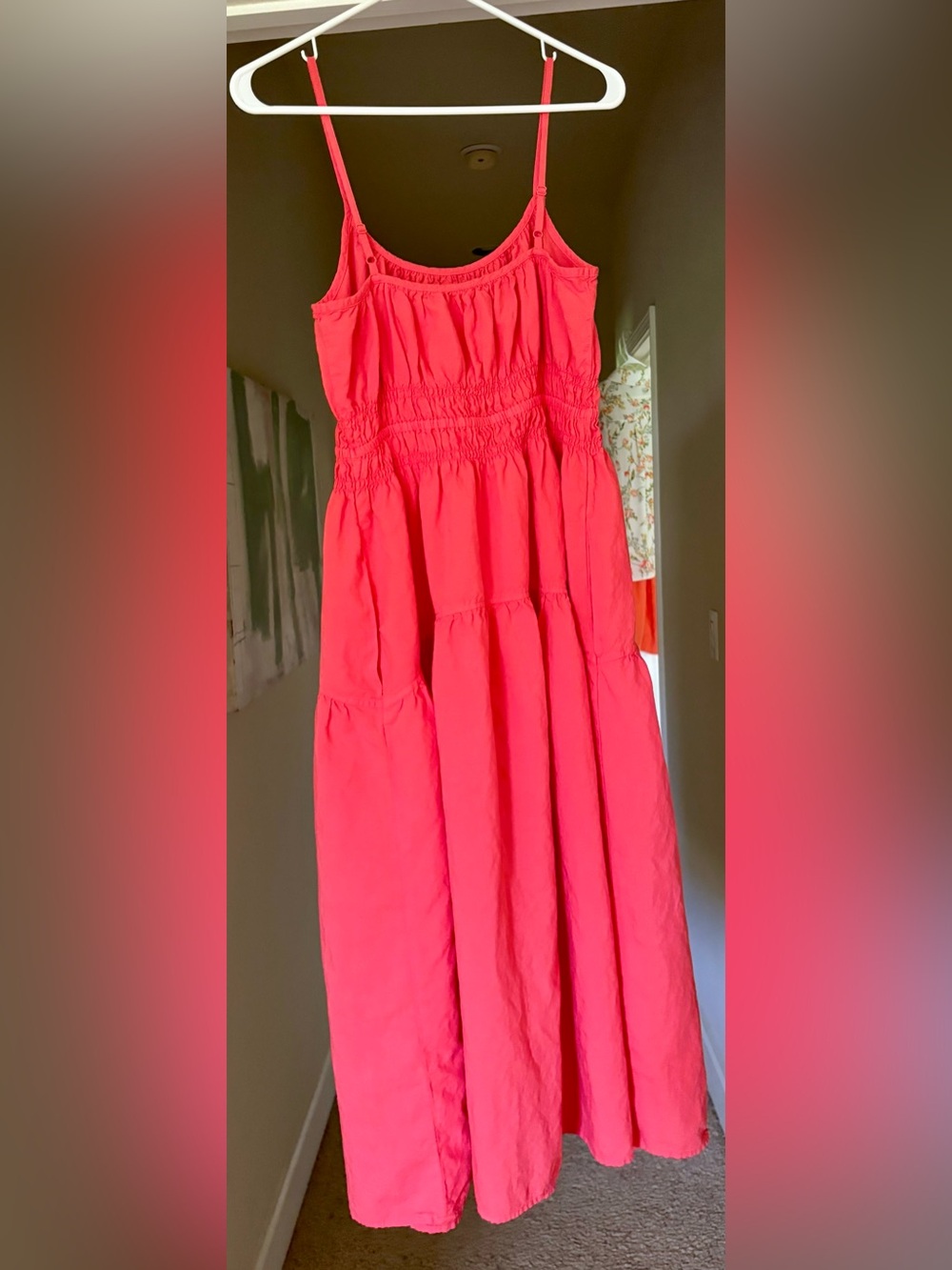 Uniqlo Orange Linen Blend Camisole Dress